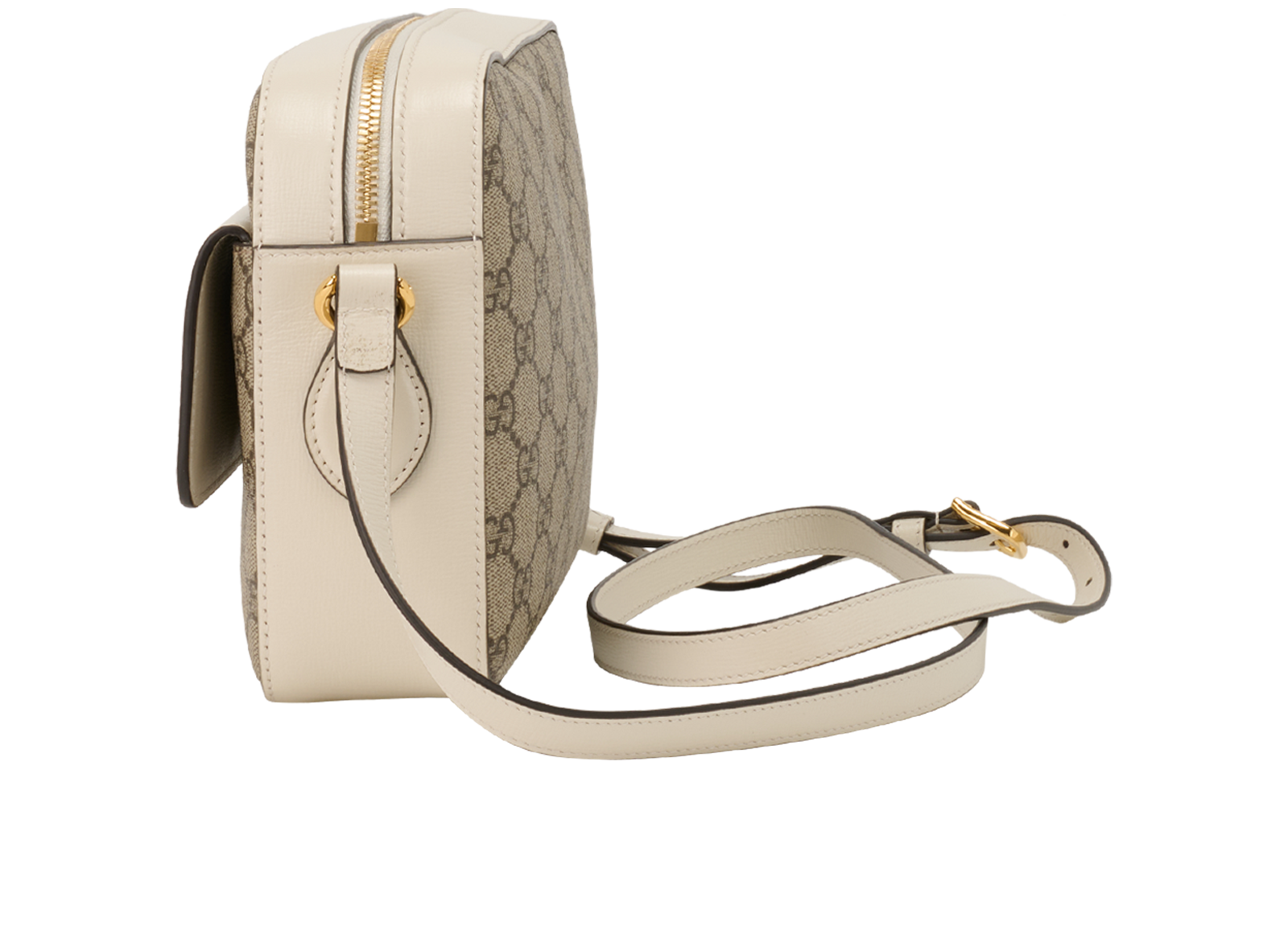 GG Horsebit Small Camera Bag, &pound;695, Handbags, Beige/White, Canvas/Leather, Bottom view